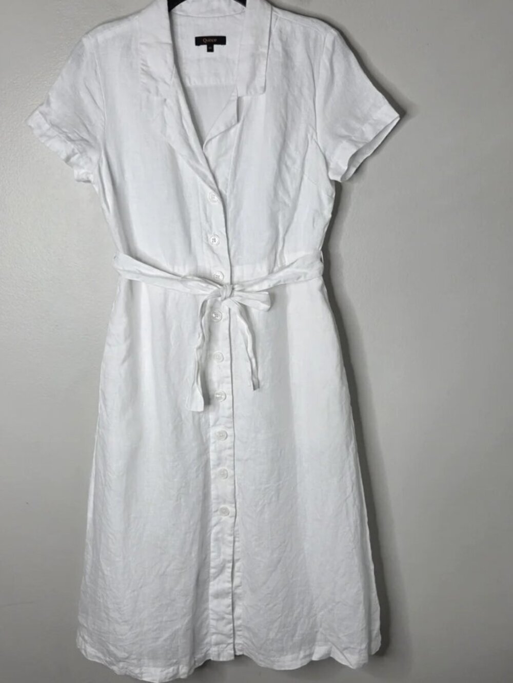 Quince White Button Front 100% European Linen Dress - Size XS (fair condition)